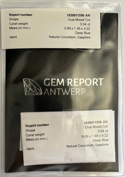Safira Azul - 3.04 ct - Gem Report Antwerp (GRA)