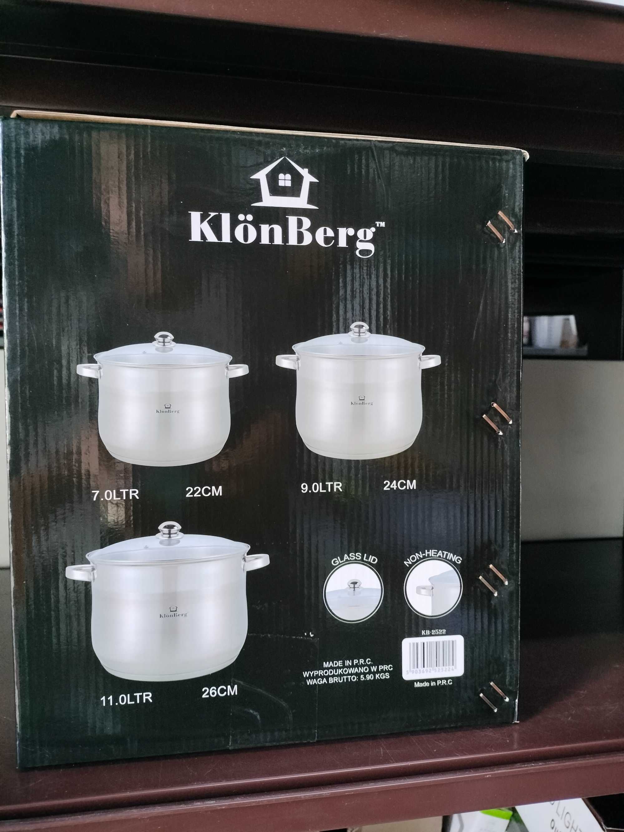 Garnek duży na bigos zupę 7 litrów 22 cm KlönBerg KB2522, Gaz indukcja