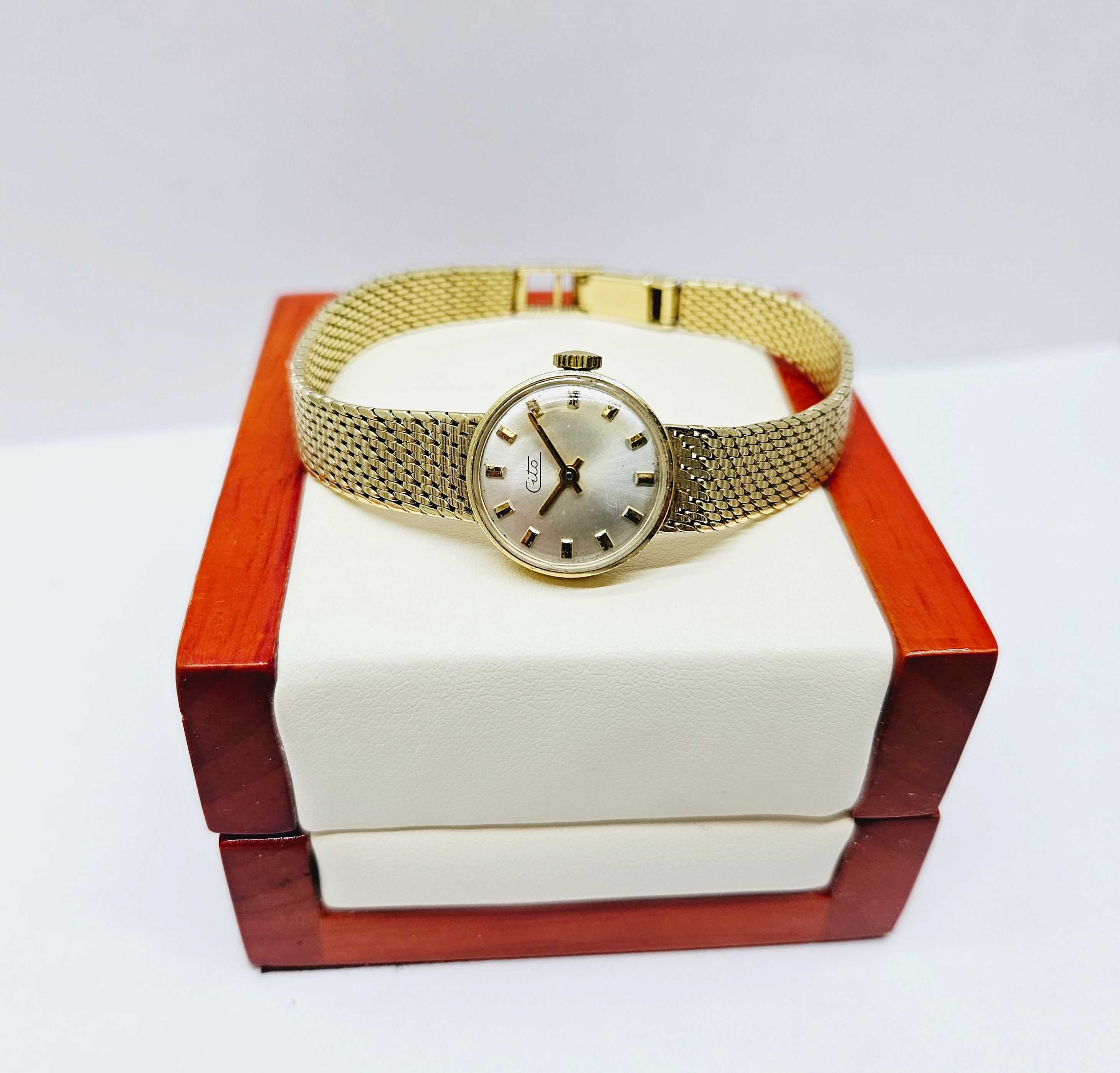 Elegancki złoty damski zegarek CITO 585