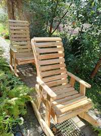Dębowy ogrodowy fotel krzesło na płozach