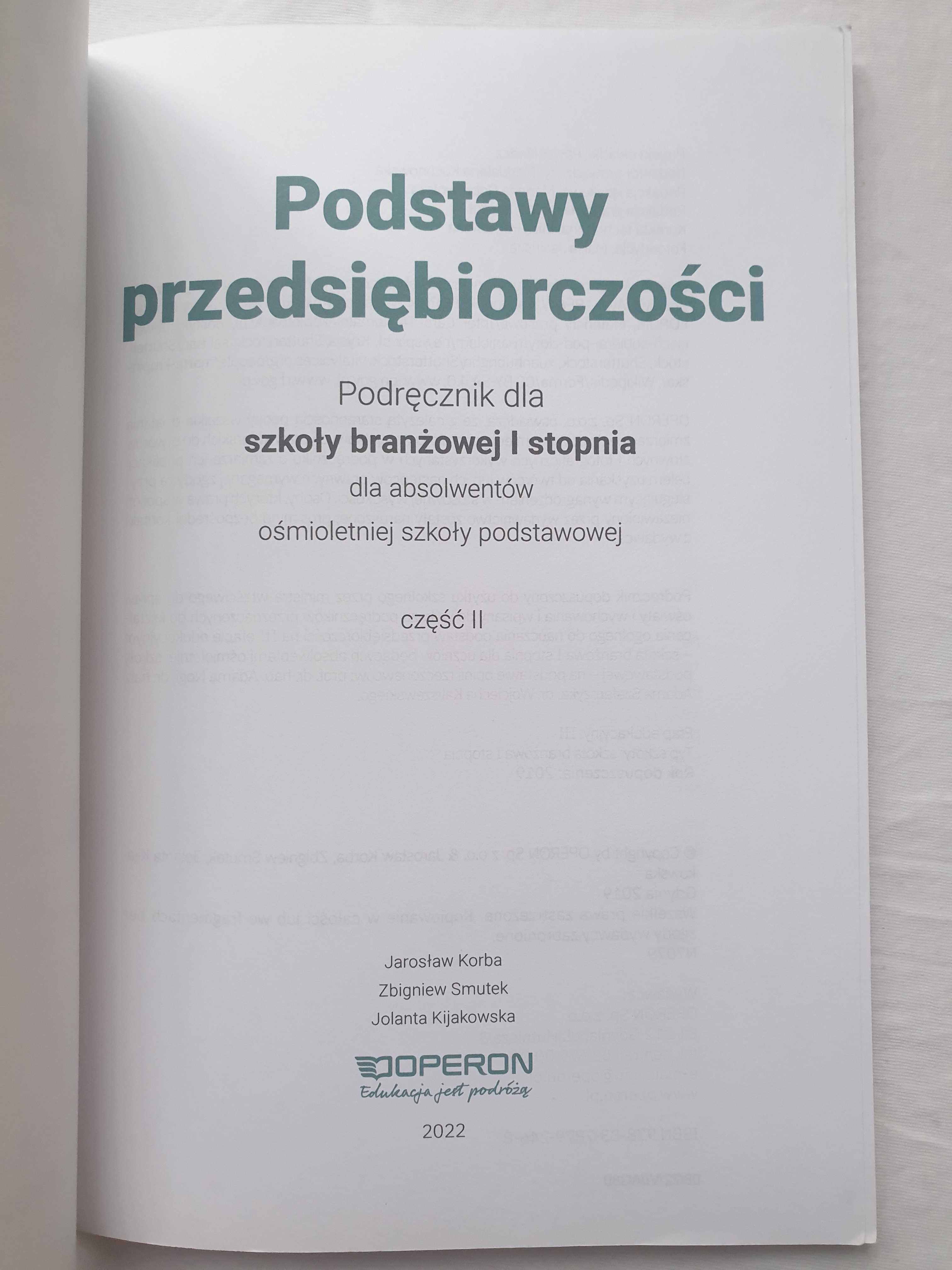 Podstawy przedsiębiorczości Podręcznik dla szkoły branżowej 1 stopnia