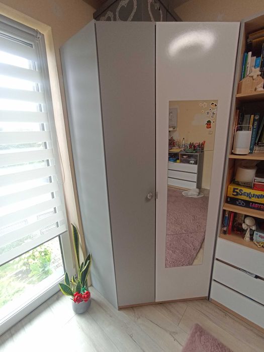 Szafa narożna biało szara