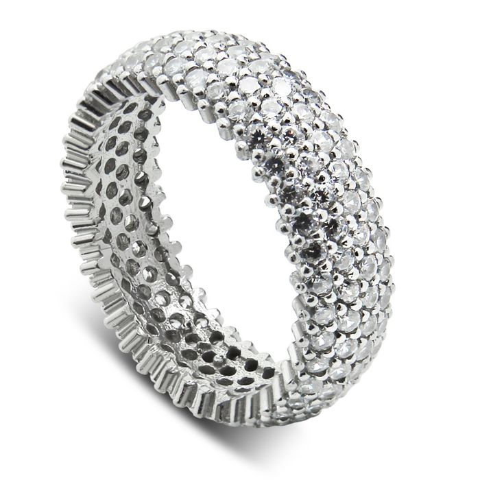 Obrączka srebrna 925 szeroka z cyrkoniami r.14