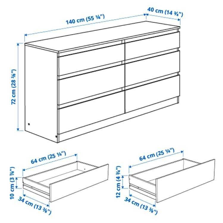 KULLEN Komoda, 6 szuflad, biały 140x72 IKEA nowa w kartonach