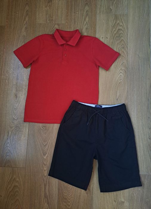 Набір/чорні шорти та червона теніска поло футболка для хлопчика
