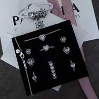 Комплект набір Пандора Pandora каблучка Кільце сережки намисто