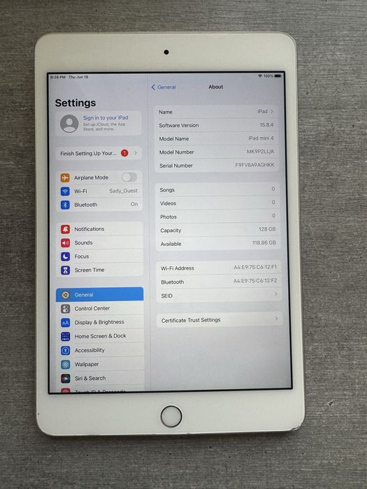 iPad Mini 4. 128GB. Silver. Без обмежень. Гарантія