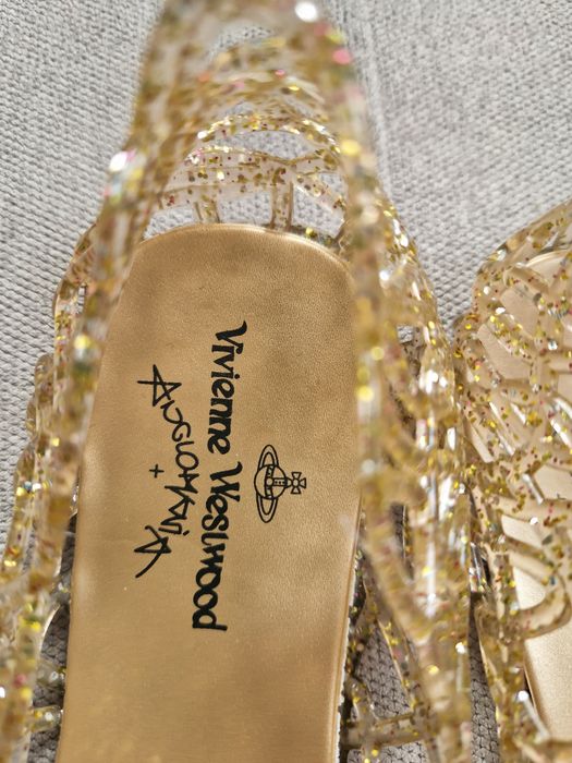 Baleriny ażurowe złote rozmiar 38 projekt Vivienne Westwood