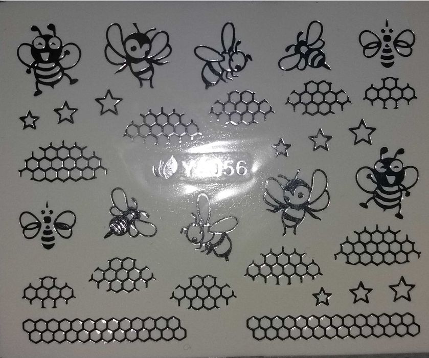 Y56 naklejki wodne srebrne do zdobienia paznokci