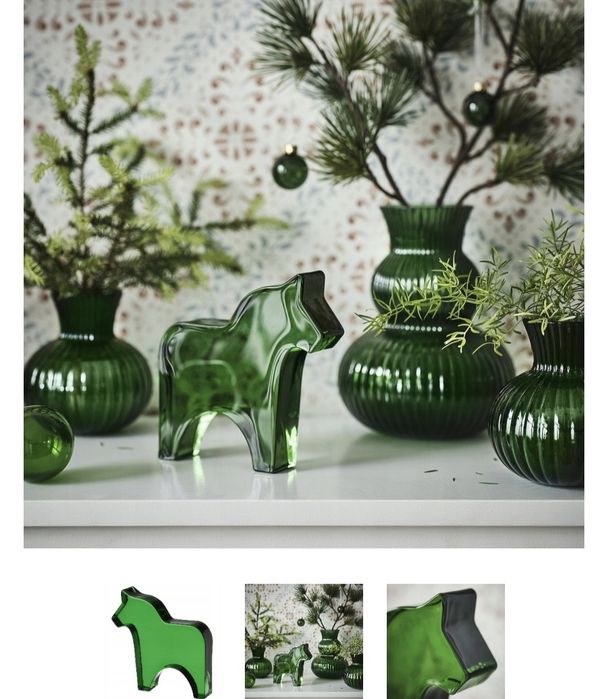 Koń szklany zielony duży ręcznie wykonany. Nowy w kartonie.Dekoracyjny