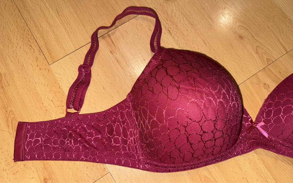 Biustonosz 90C Naturana usztywniany bez fiszbin purpurowy