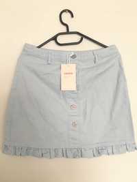 Crop krótka spódniczka spódnica błękitna z falbanką na dole rozmiar M
