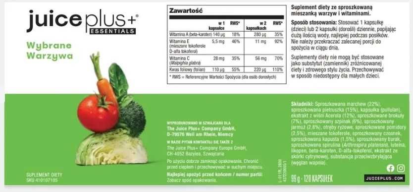 Kapsułki Warzywa Juice Plus