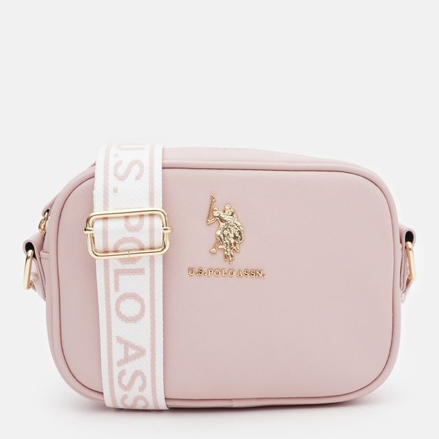 Сумка жіноча рожева кросбоді з ремінцем на плече оригінал us polo assn