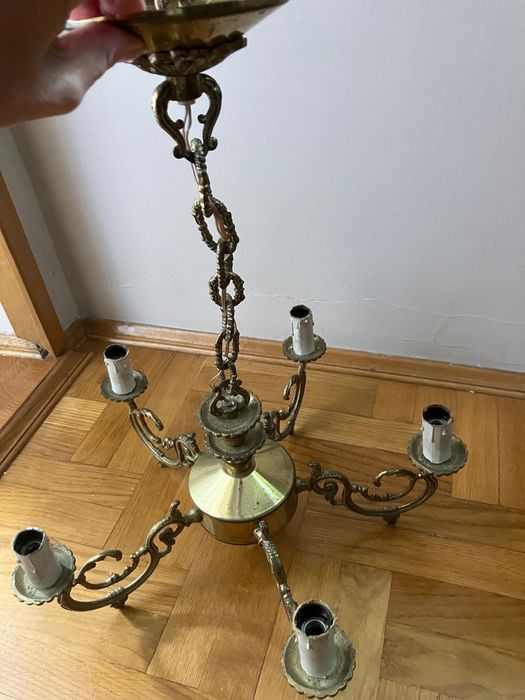 PRL żyrandol mosiężny lampa sufitowa