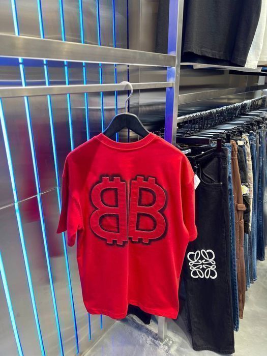 Футболка мужская BALENCIAGA BITCOIN краснся оригинал оверсайз