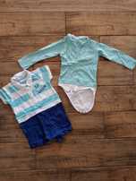 Zestaw komplet ubrania body rampers polo dla chłopca eleganckie 80