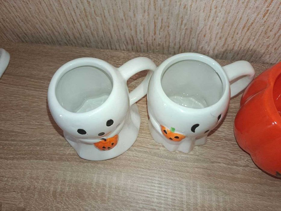 Набір чашок Halloween 4 шт.: Череп, Гарбузик, Привиди, 2 шт. кераміка