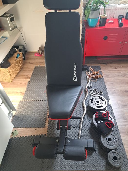 Hantle, Sztanga, ciężary oraz ławeczka, cały zestaw treningowy