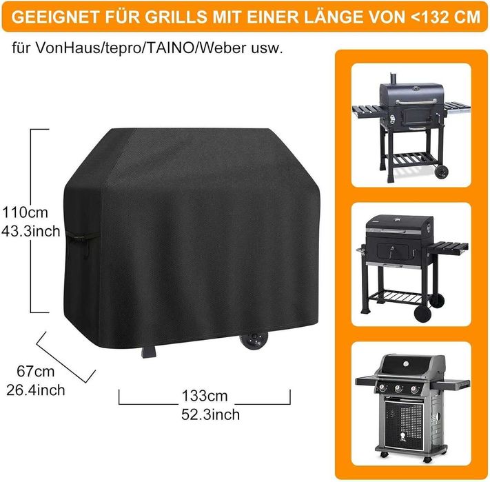 Pokrowiec na grill Raweao 133 x 67 x 110 cm, wodoodporny