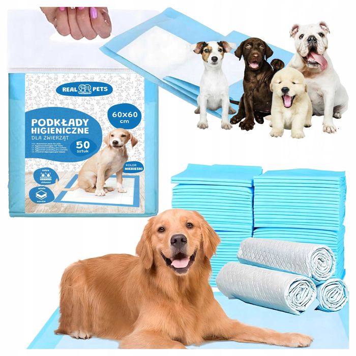 Podkłady higieniczne dla psa XL 60x60 cm 50 sztuk super chłonne