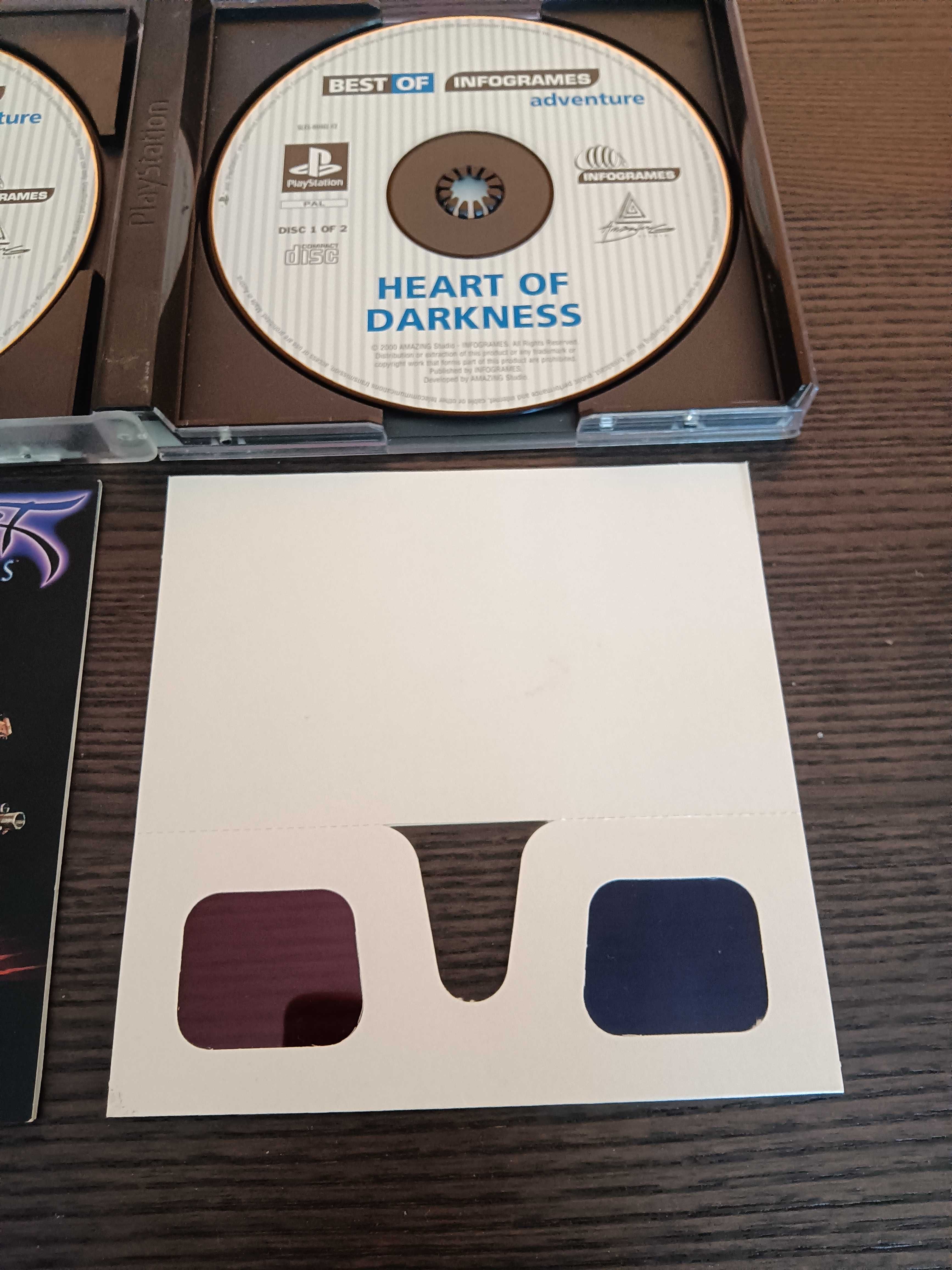 Jogo PS1 Heart of Darkness completo com óculos 3D e instruções