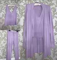 Фіолетовий трикотажнй костюм трійка
