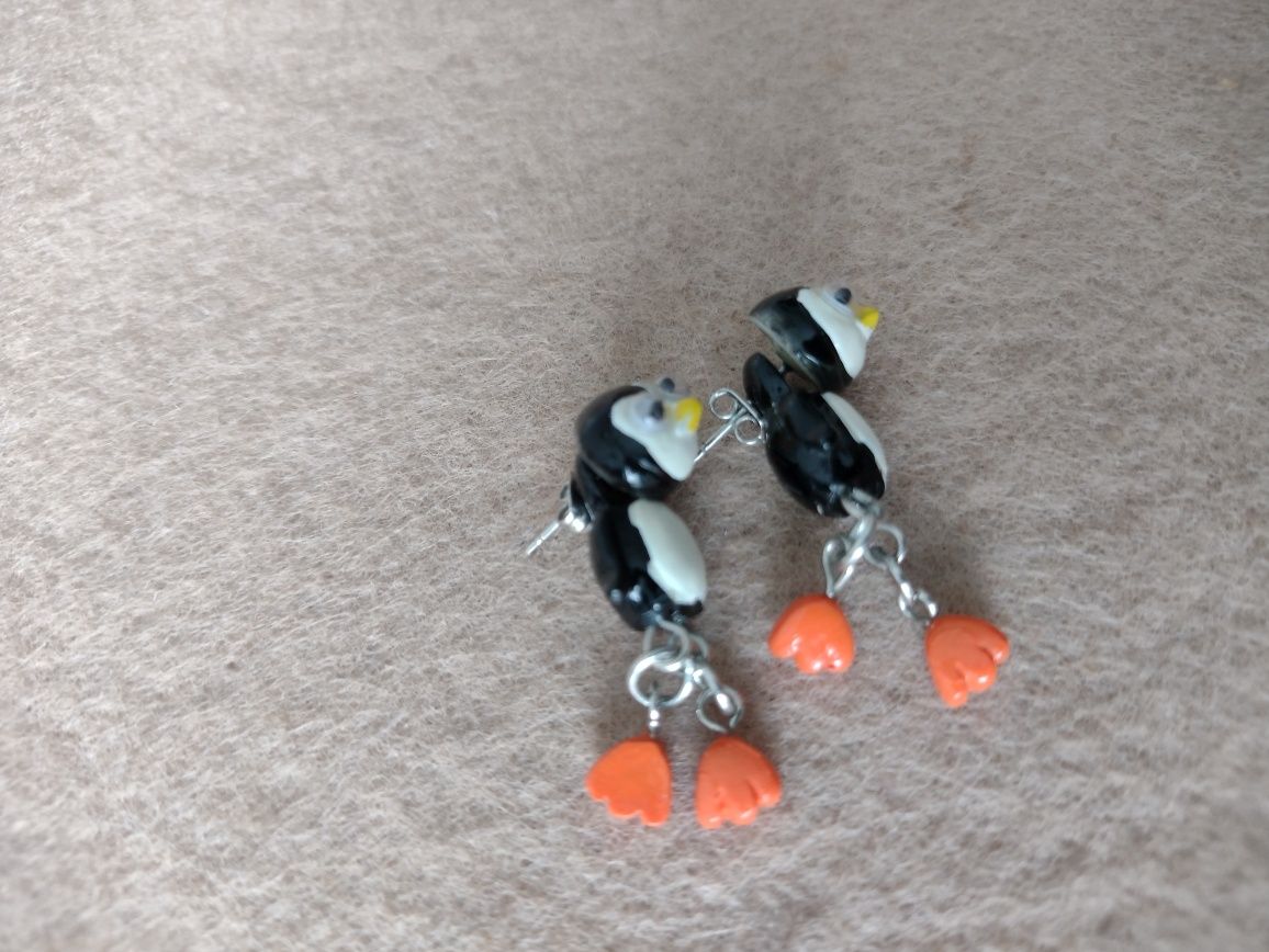 Kolczyki pingwinki wkrętki