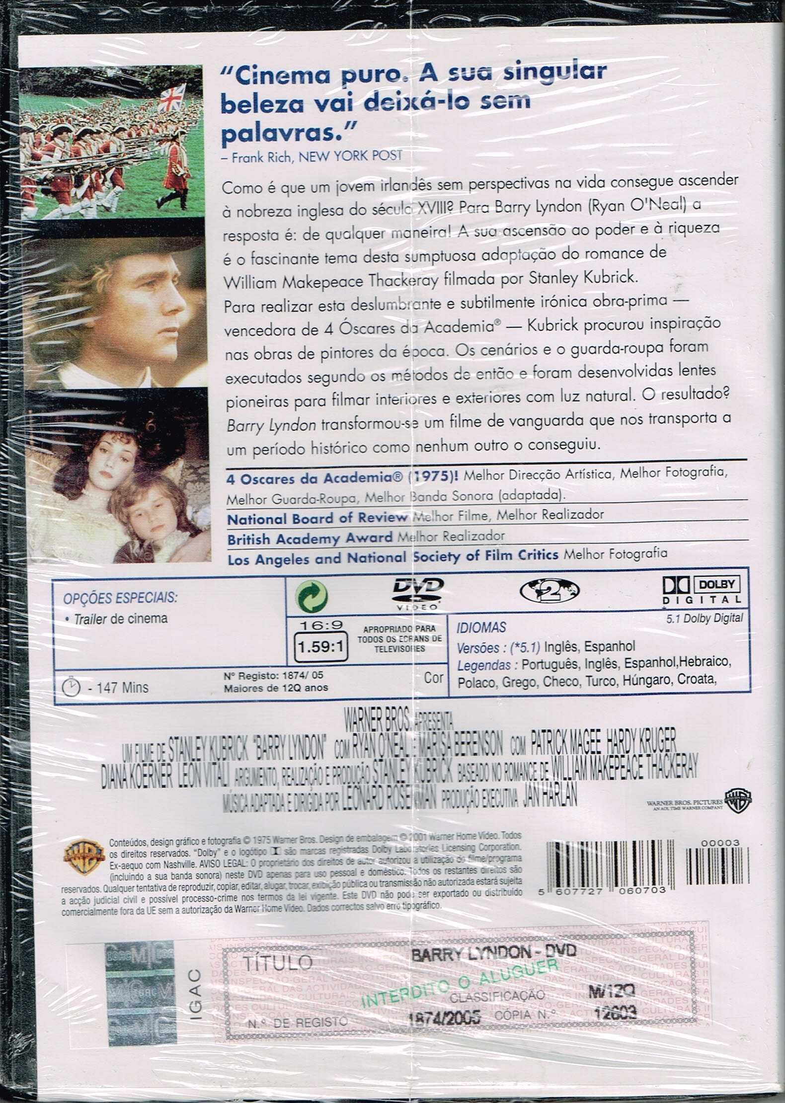 Filme em DVD: Barry Lyndon (Stanley Kubrick) - NOVO! SELADO!