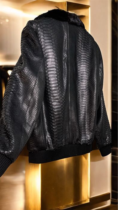 Куртка шуба  бомбер пітон з норкою р.46-48