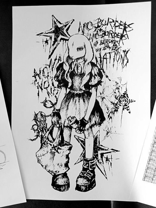 Plakat ,,No borders, no nations"