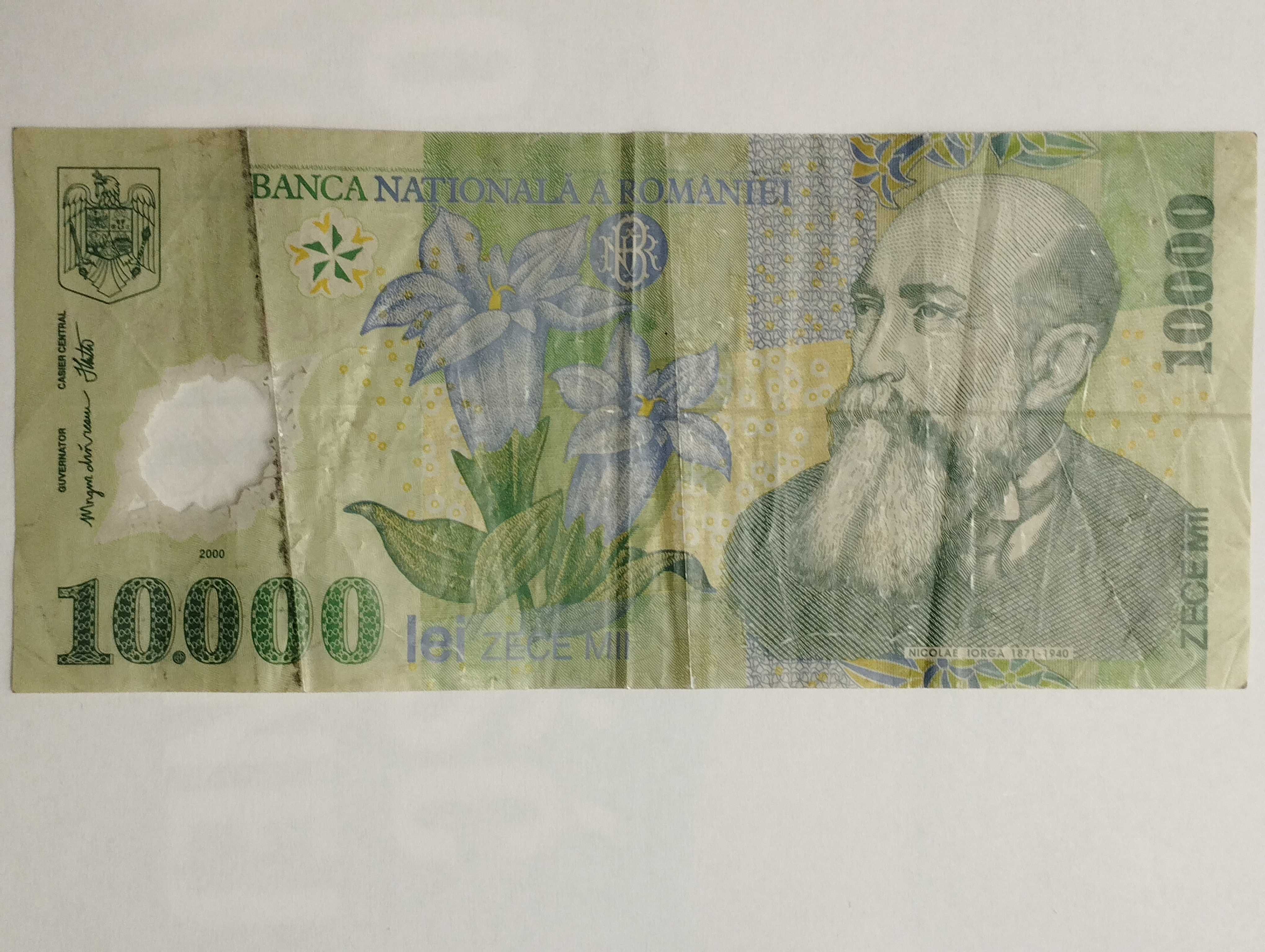 Sprzedam banknot Rumunia 10 000 Lei Polimer 2000r. stan db.