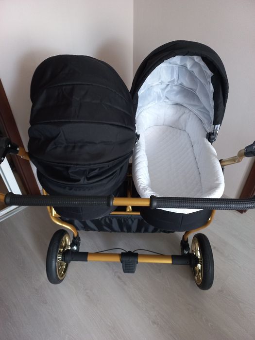 Wózek bliźniaczy 3w1 Duet Lux Gold , foteliki isofix 
dwa f