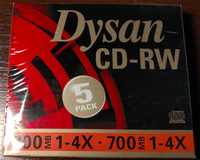 Płyty CD-RW Dysan nowe w folii w pudełkach slim komplet 5 sztuk