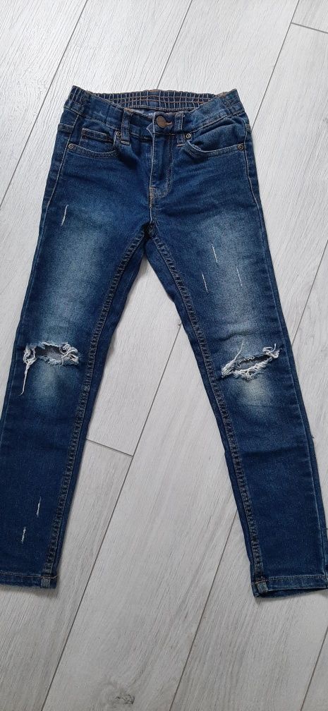 2 szt jeansów 122 dziury skinny
