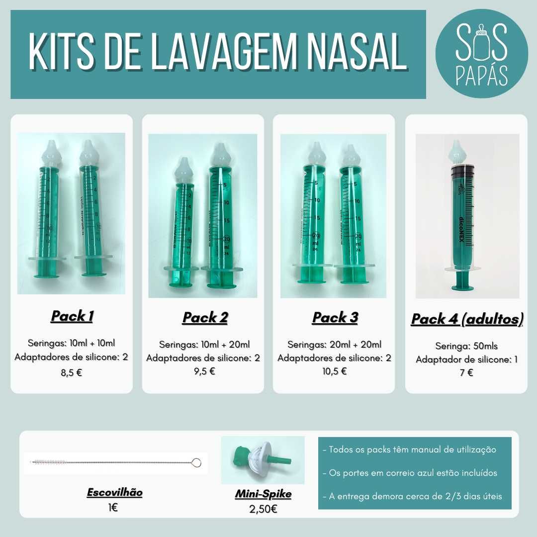 Kit de Lavagem Nasal p/ Adultos - 1 seringa de 60mls -Portes incluídos