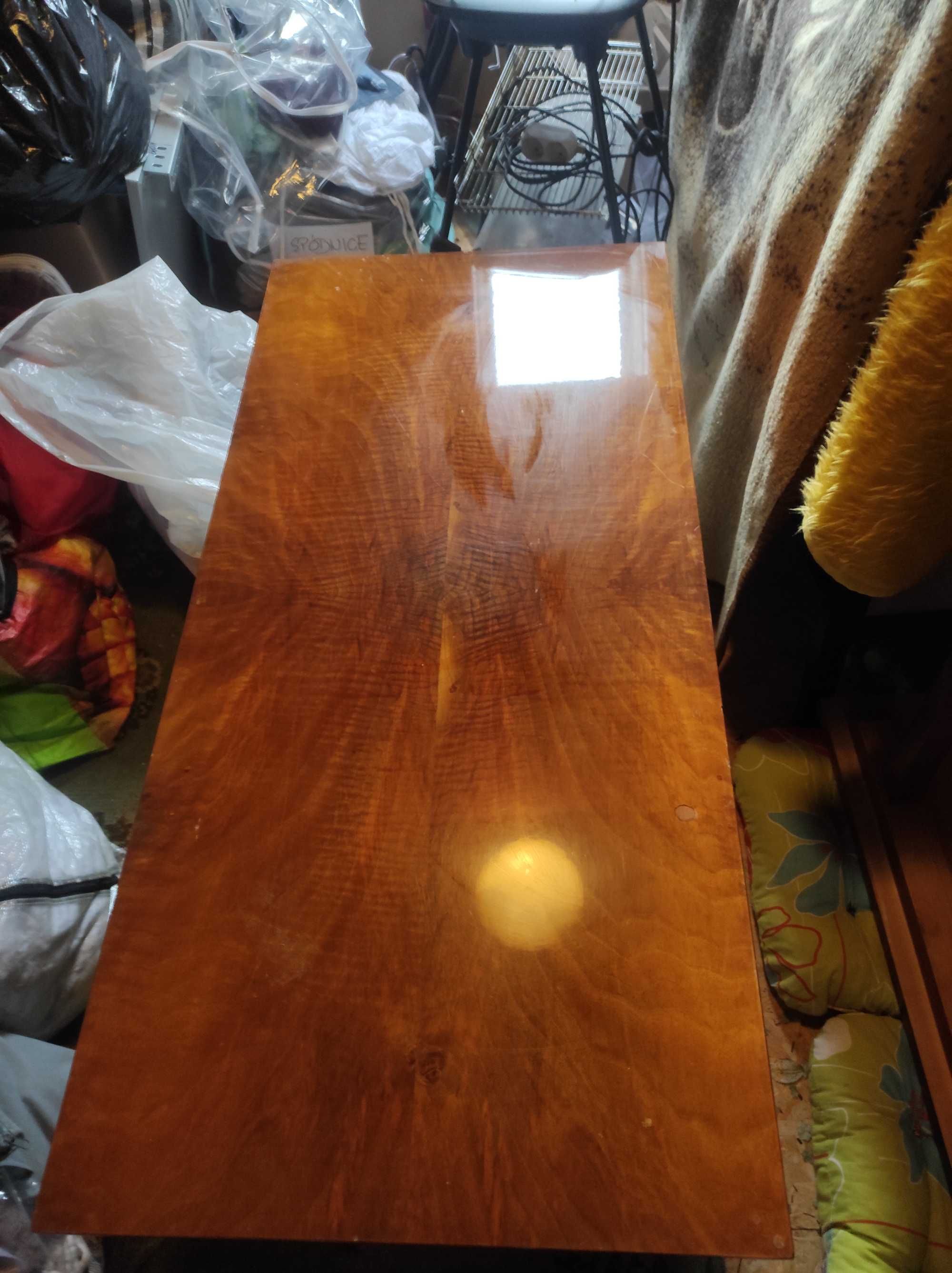 Stół z ławą brązowy połysk