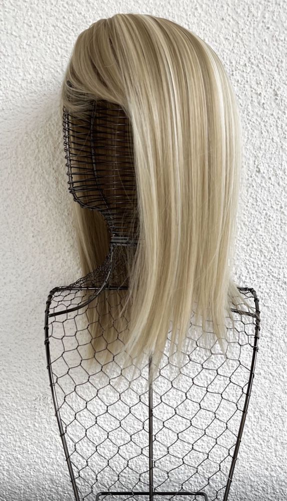 Premium Ultra włosy doczepiane, blond, pasemka refleksy topper tupet