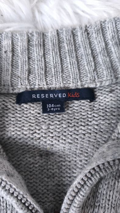 Sweterek sweter chłopiec chłopięcy 104 szary zapinany zimowy Reserved