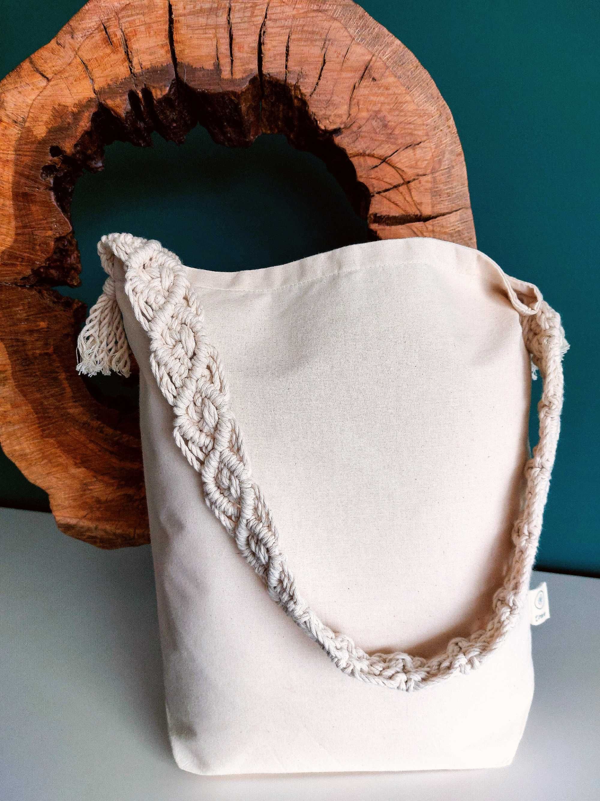 Saco de pano com Alça em macramé
