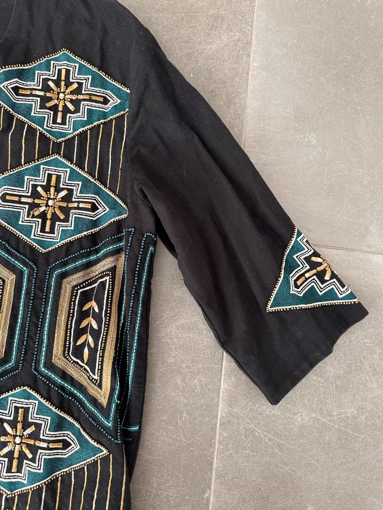 Marynarka z koralikami czarna rozmiar 38 H&M