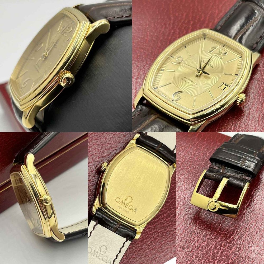 Золотой годинник Omega De Ville Prestige Tonneau