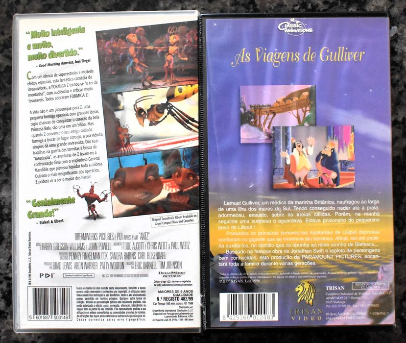 Lote 6 filmes de animação em VHS
