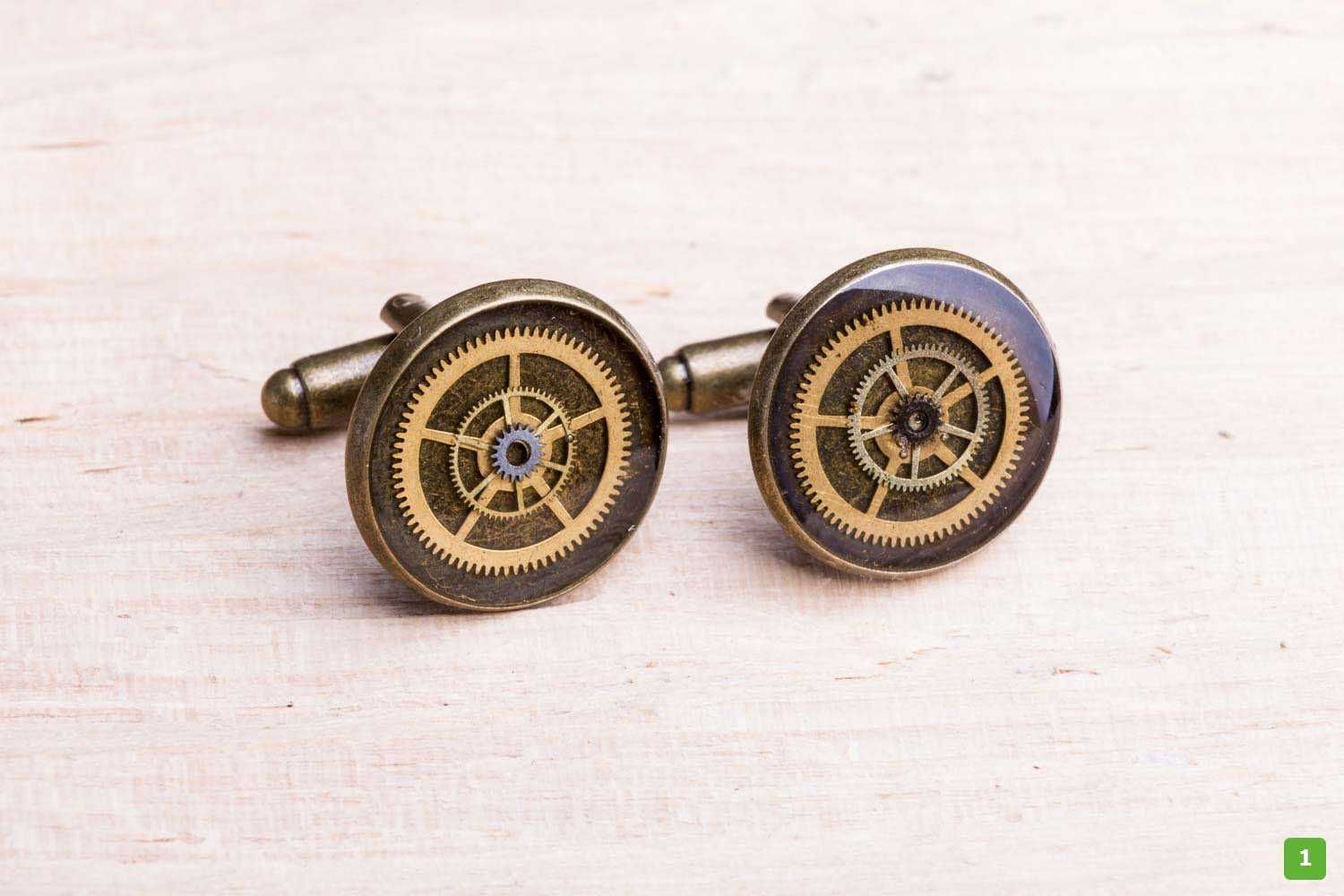 Stylowe spinki do mankietów industrial steampunk