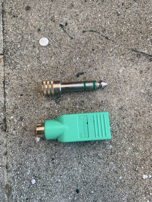 Adaptador USB femea>PS/macho + Adaptador Jack6.3 macho>Jack3.5 femea