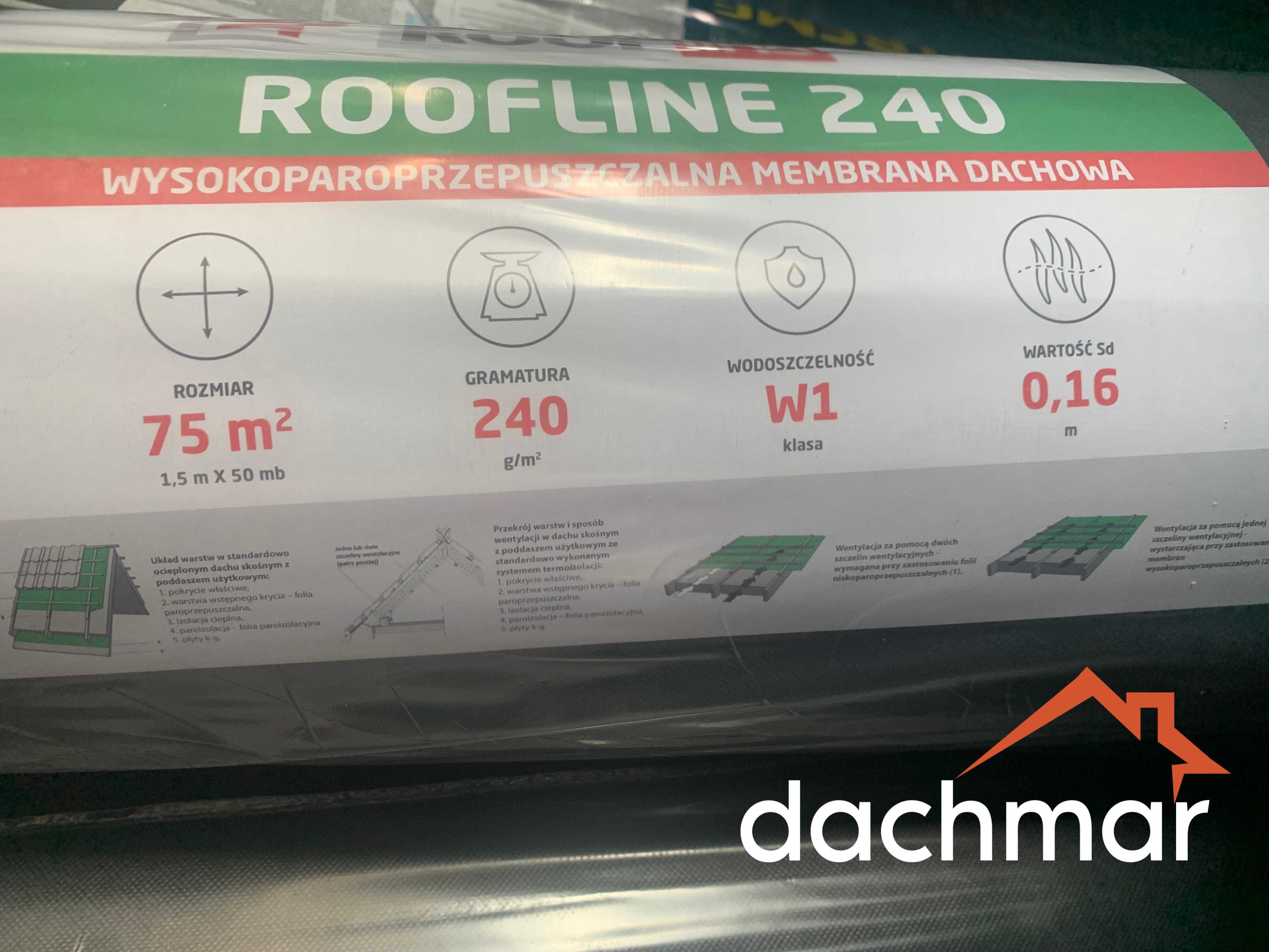 Folia dachowa, membrana 240 czerwona wysokoparoprzepuszczalna /1 rolka