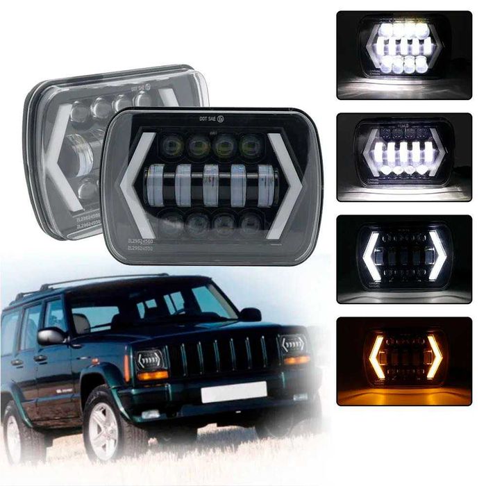 2 Faróis Led/Angel Eyes para Carro/Jipe (Retangulares) Nº2|NOVOS