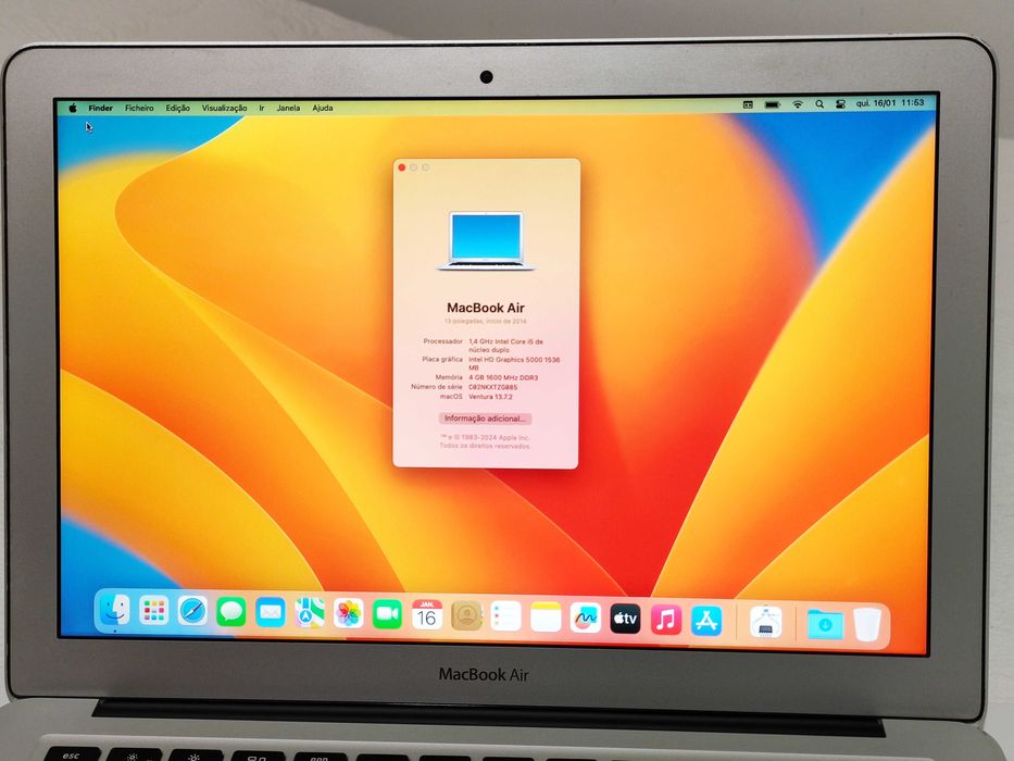 MacBook Air ecrã 13.3'' IntelCore i5 MacOSVentura | C/Caixa, Impecável