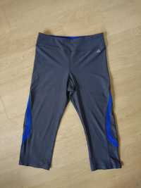 Szaro-niebieskie spodnie legginsy 3/4 na trening siłownię M 38