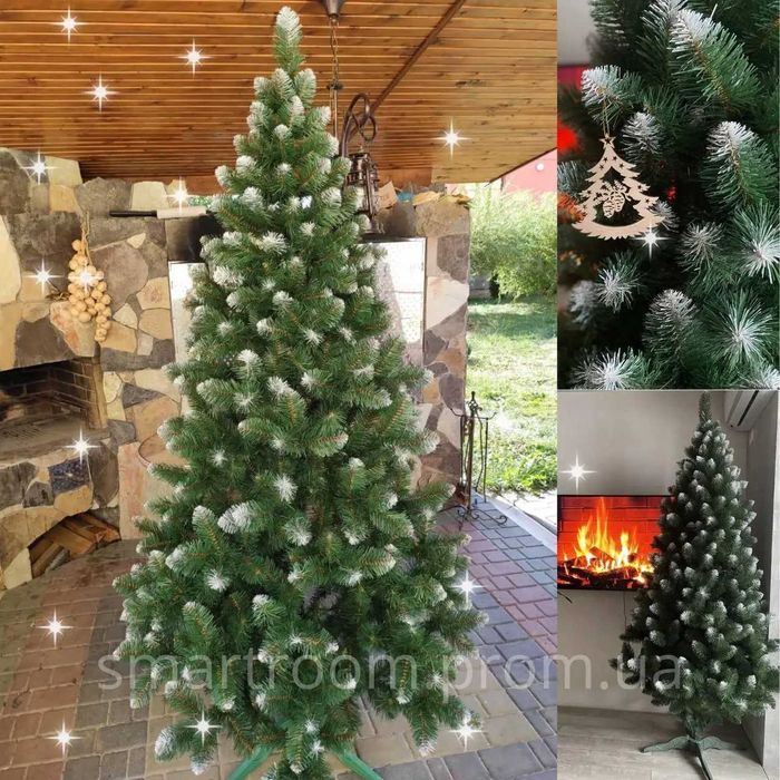 Ялинка штучна 2 м з білими сніжними кінчиками Королева Європейська 200